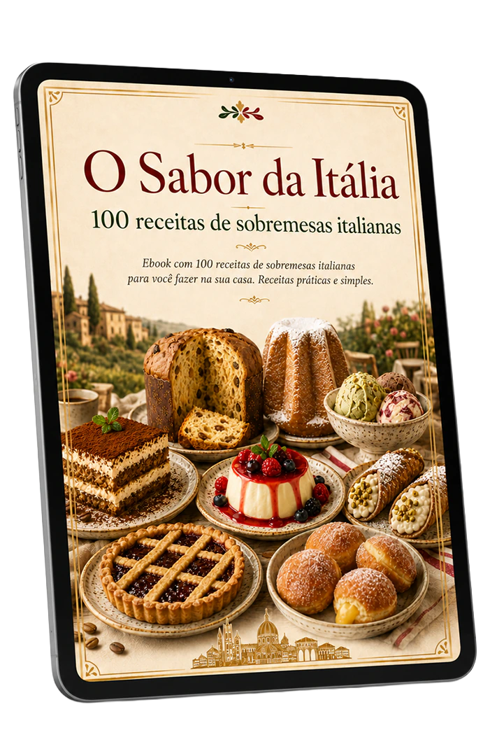 Ebook O Sabor da Itália exibido em um iPad